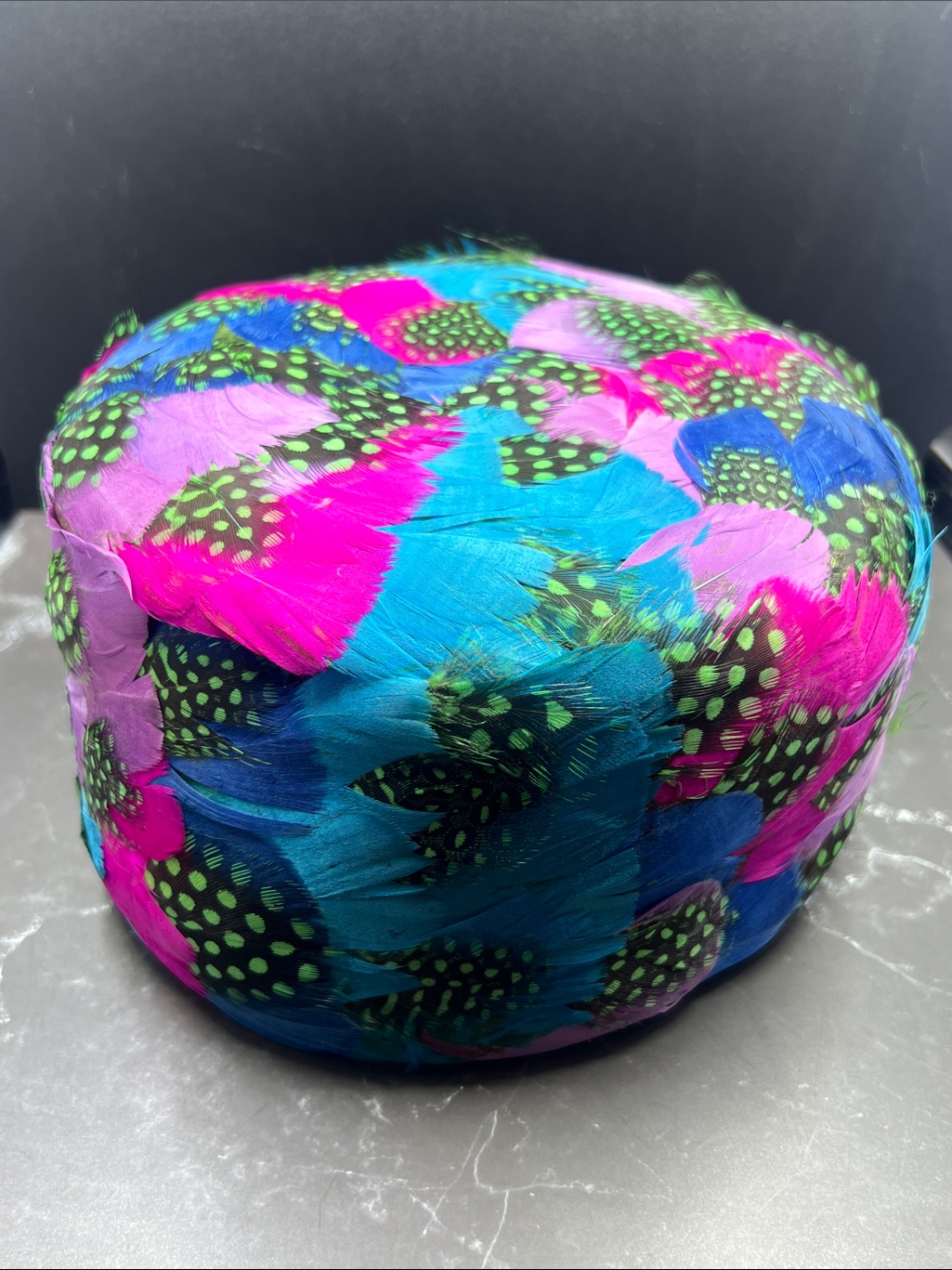 Vintage 1950’s Jackwill Colorful Feather Pillbox Hat